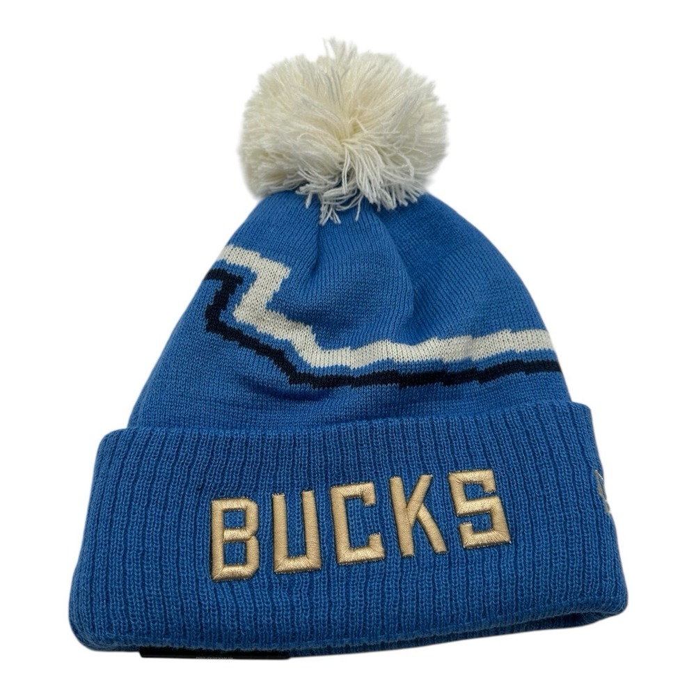 New Era Milwaukee Bucks NBA City Edition Winter Beanie w/ Pom Blue One Size Mens